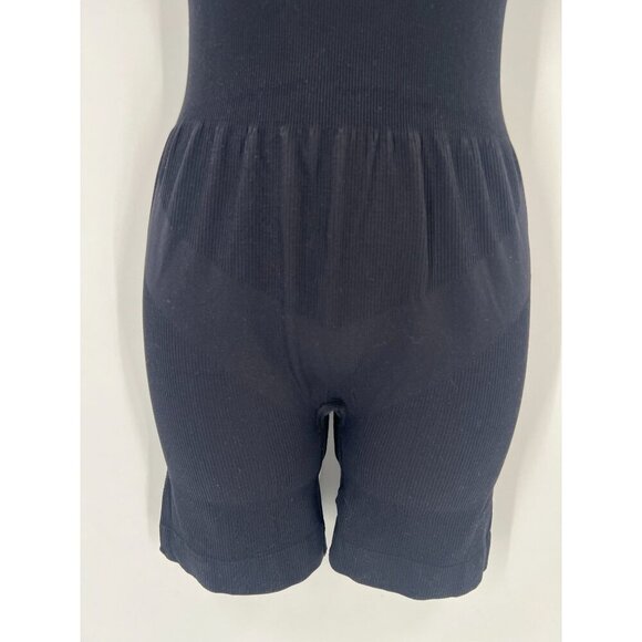 We Wore What Small Black Athleisure Biker Romper Square Neck Jumpsuit One Piece - Picture 3 of 13